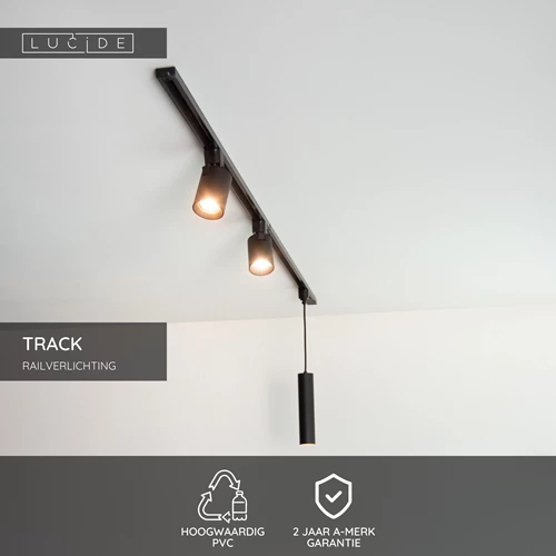 Lucide TRACK Startvoeding - 1-fase railsysteem / Railverlichting - Dubbel - Zwart (Uitbreiding) - USP